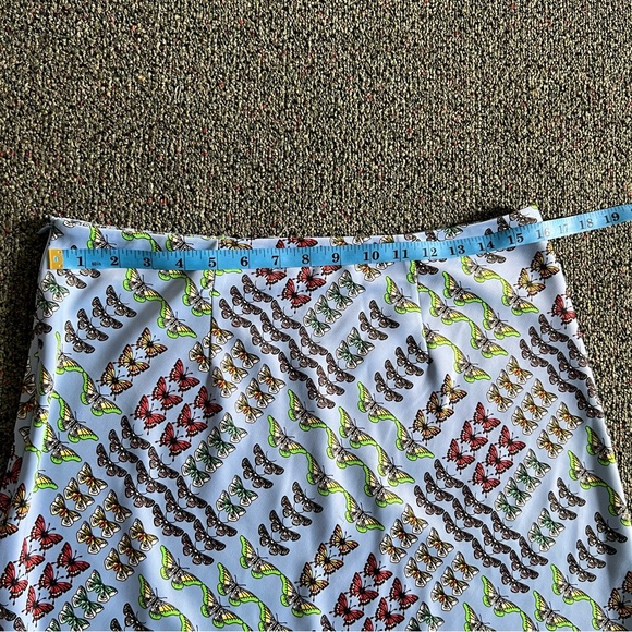Urban Outfitters Monarch Butterfly Blue & Colorful Rainbow Modest Midi Skirt L - Picture 14 of 16
